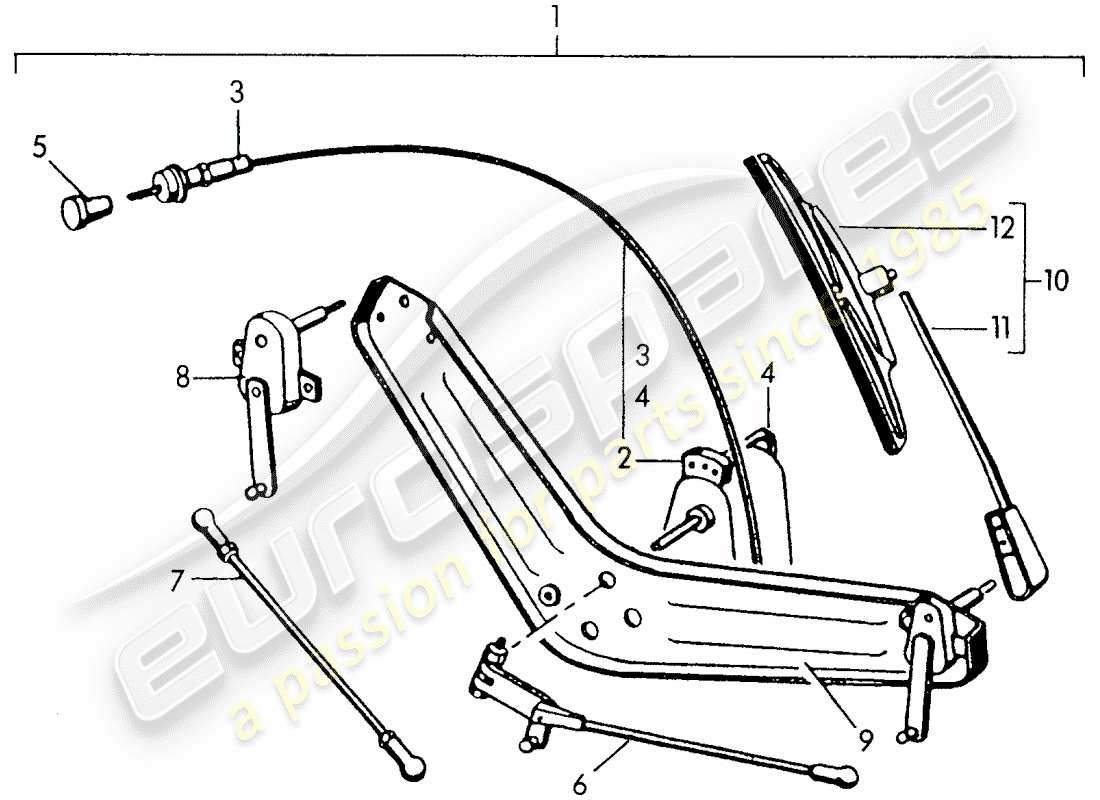 porsche 1950 (356/356a) sistema tergicristallo diagramma delle parti