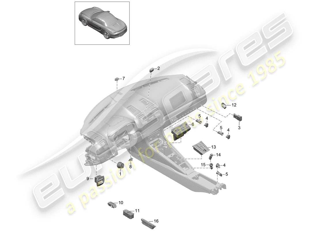 porsche 2013 (981 boxster) interruttore diagramma delle parti