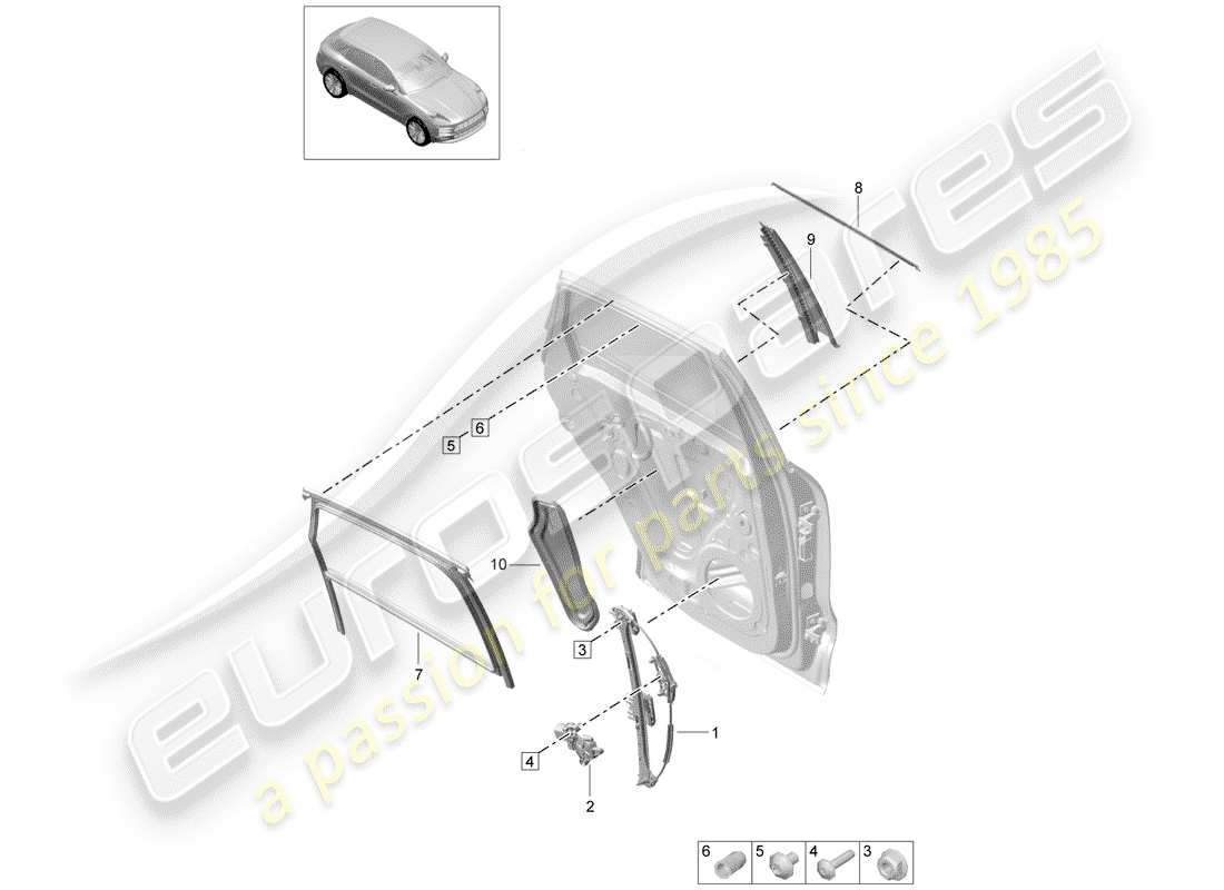 porsche 2019 (macan) regolatore della finestra diagramma delle parti