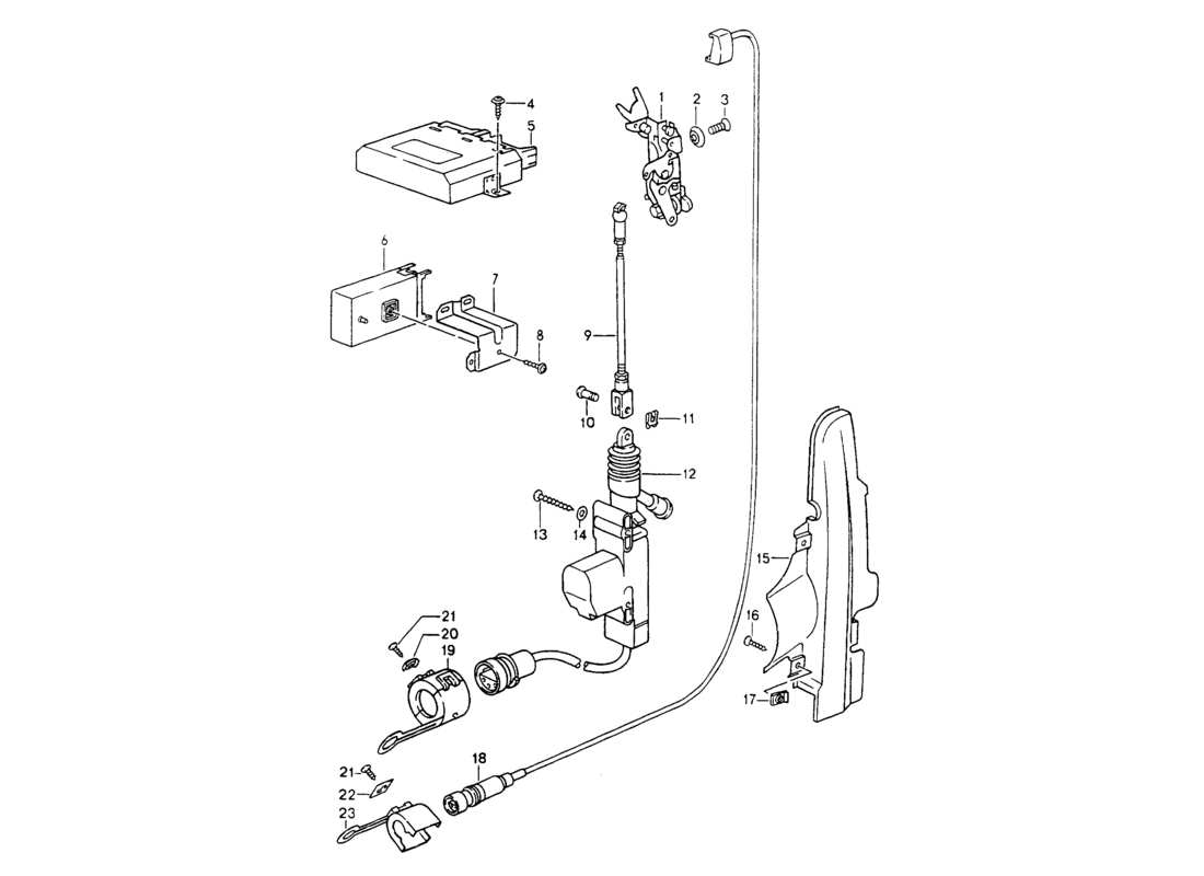 porsche 1994 (964) sistema di chiusura centralizzata diagramma delle parti