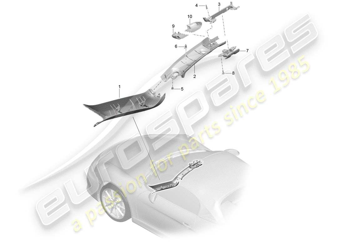 porsche 2016 (981 boxster spyder) finiture diagramma delle parti