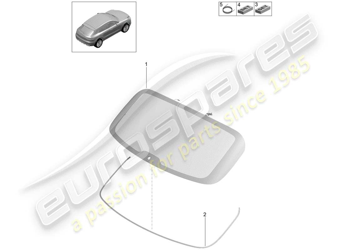 porsche 2019 (macan) vetro del lunotto posteriore diagramma delle parti