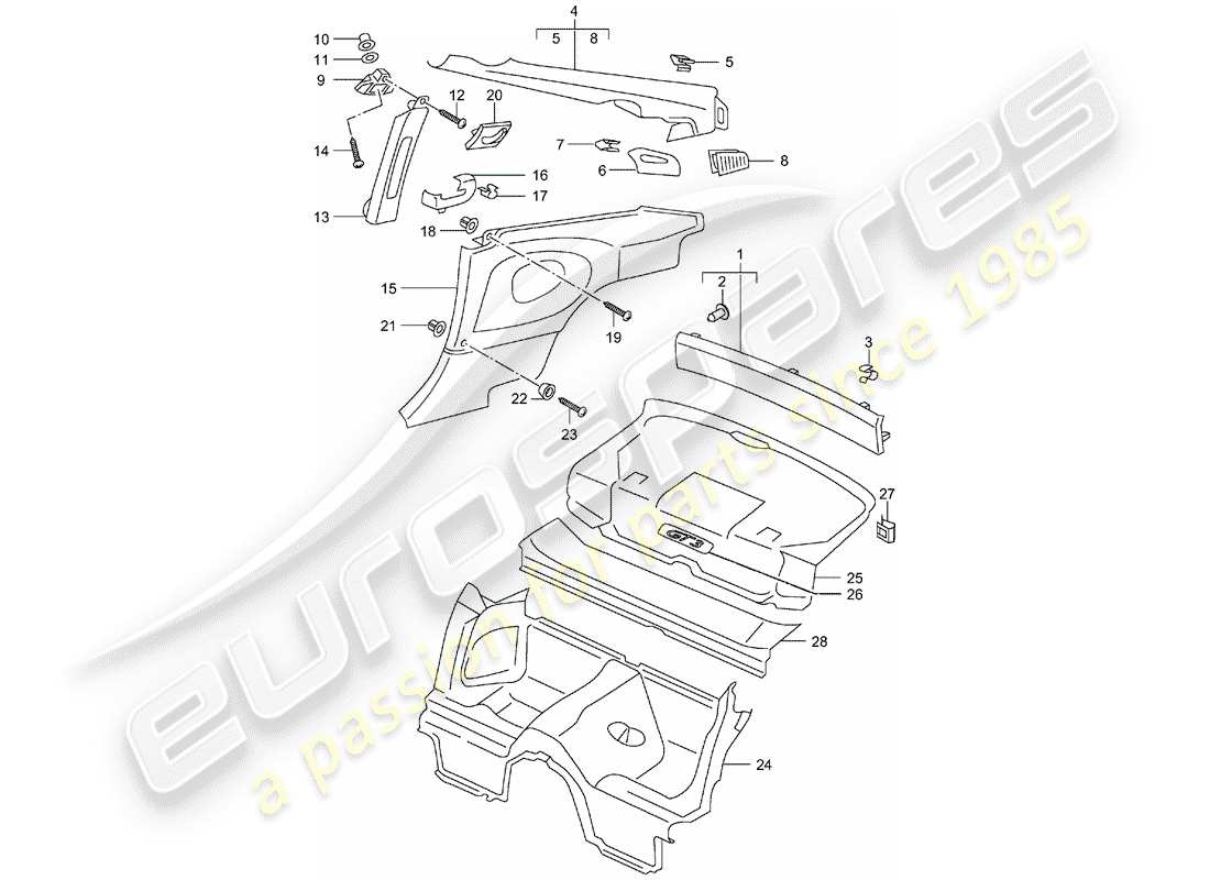 porsche 2002 (996 gt3) finiture diagramma delle parti