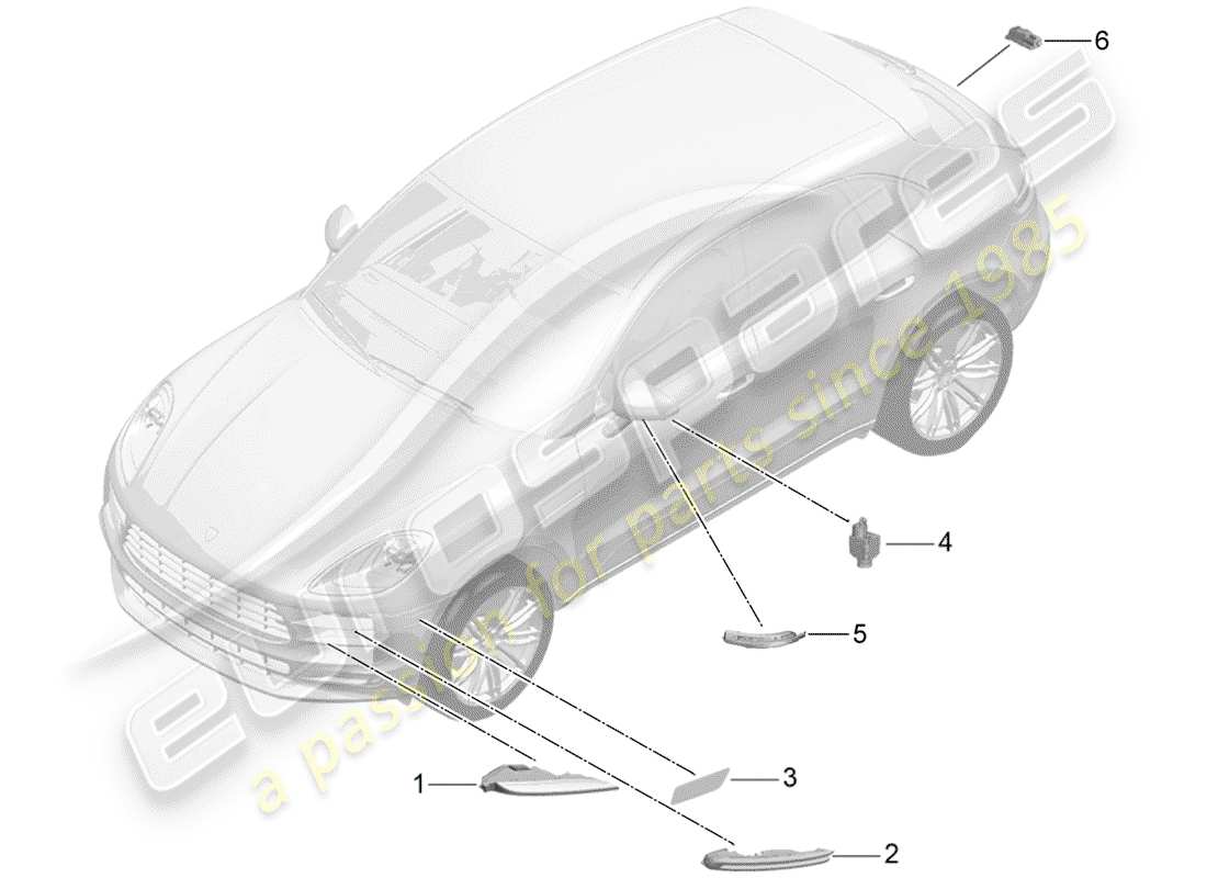 porsche 2019 (macan) ripetitore degli indicatori di direzione diagramma delle parti