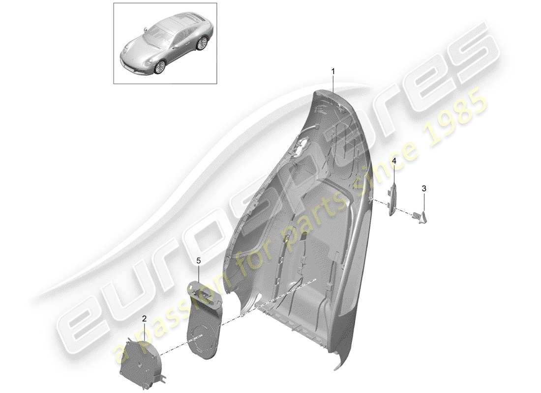 porsche 2020 (991-2) guscio dello schienale diagramma delle parti