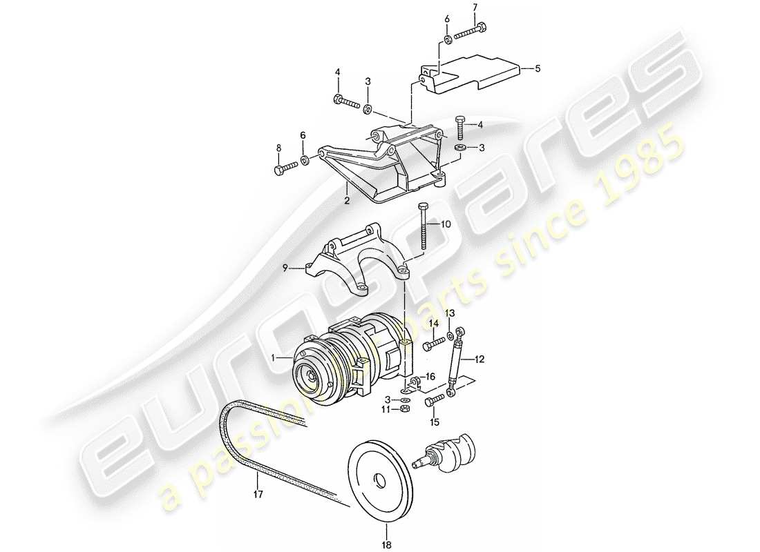 porsche 1989 (928) compressore - montaggio diagramma delle parti