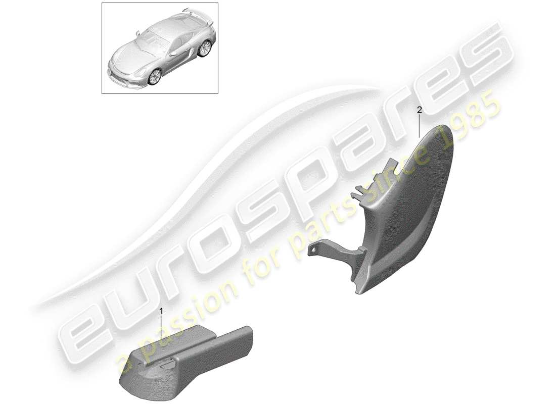 porsche 2016 (981 cayman gt4) sedile sportivo plus diagramma delle parti