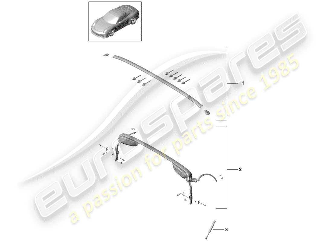 porsche 2020 (991-2 r/gt3/rs) telaio superiore diagramma delle parti