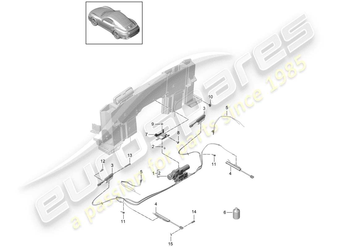 porsche 991 gen. 2 (2020) schema delle parti del cassone portaoggetti superiore