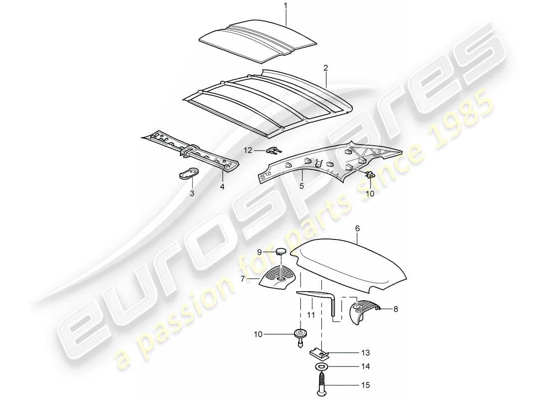 porsche 2009 997-2 turbo / gt2 diagramma delle parti hardtop