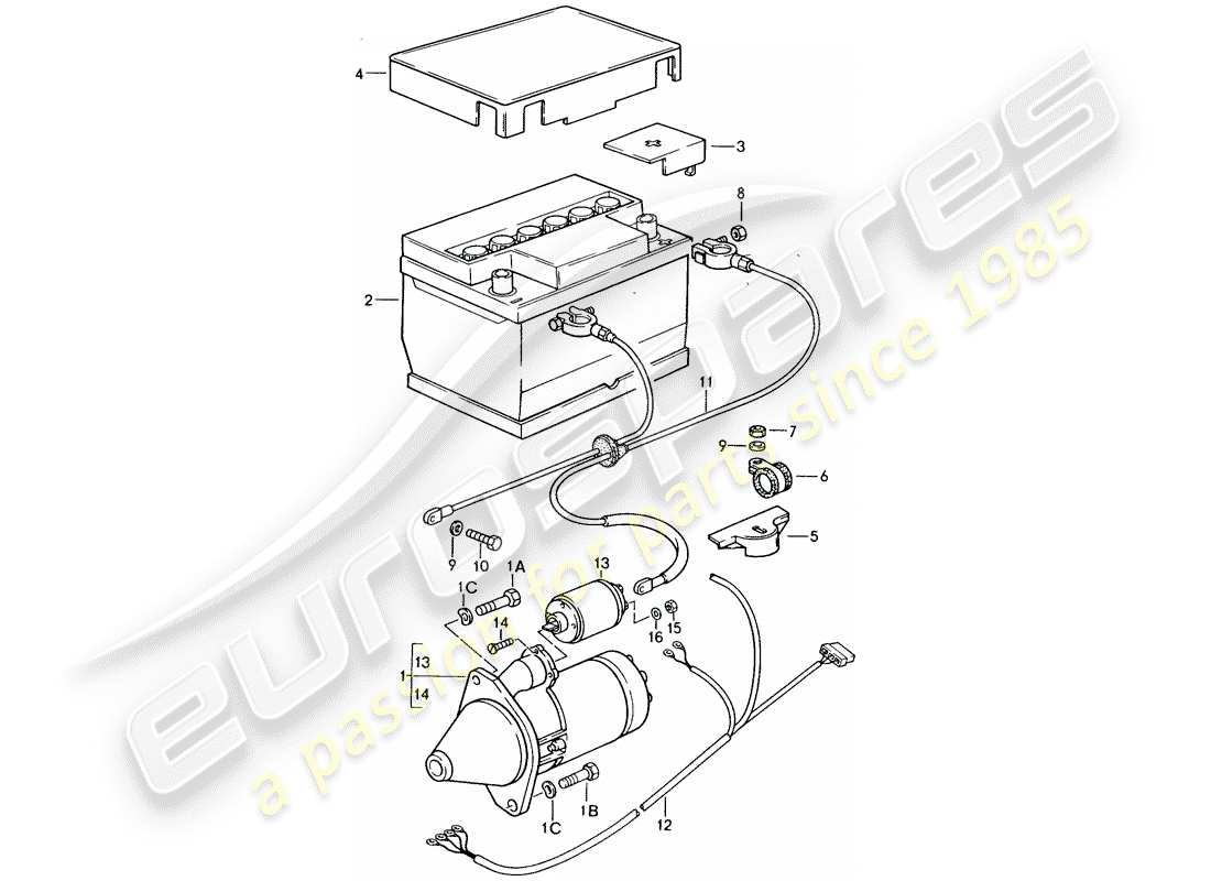 porsche 1986 (924s) avviamento - batteria - cablaggi diagramma delle parti