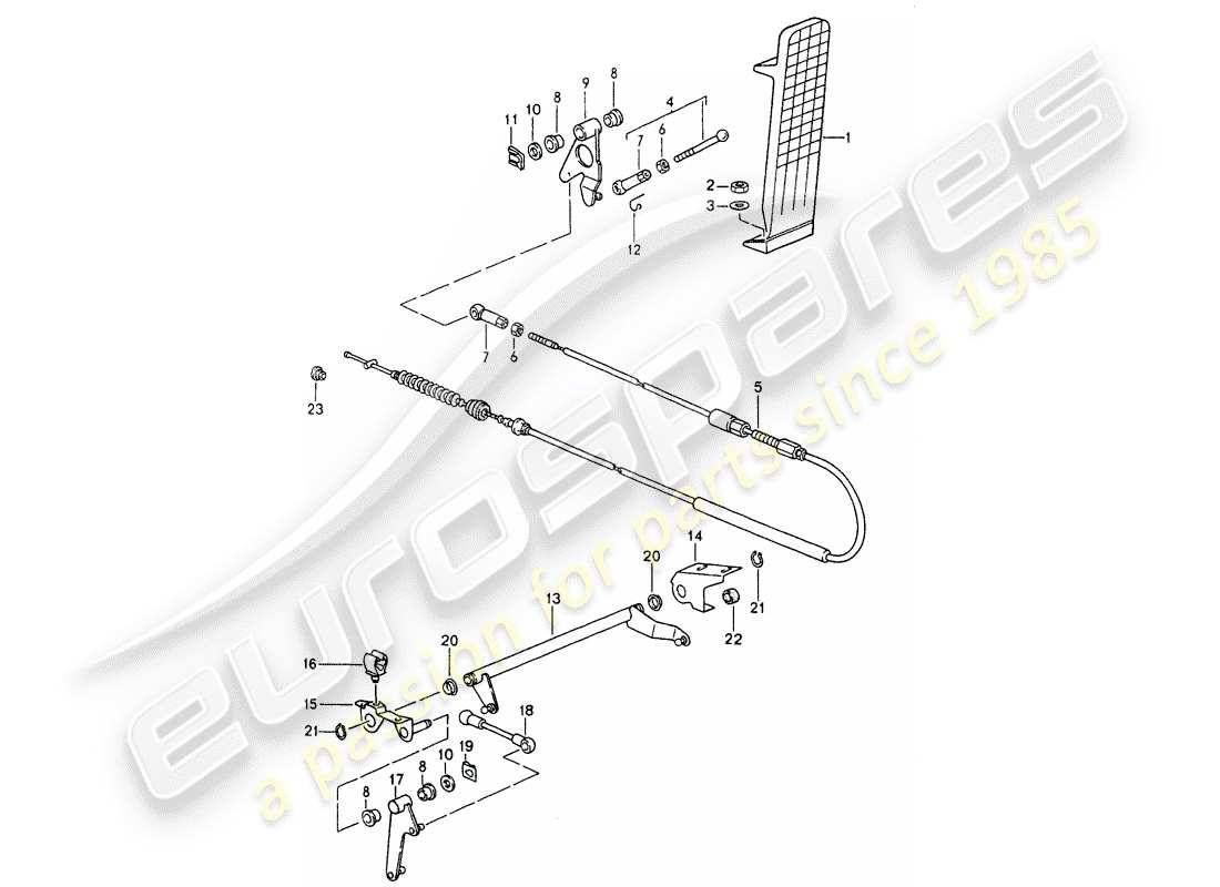 porsche 1992 (964) pedali - comando acceleratore diagramma delle parti