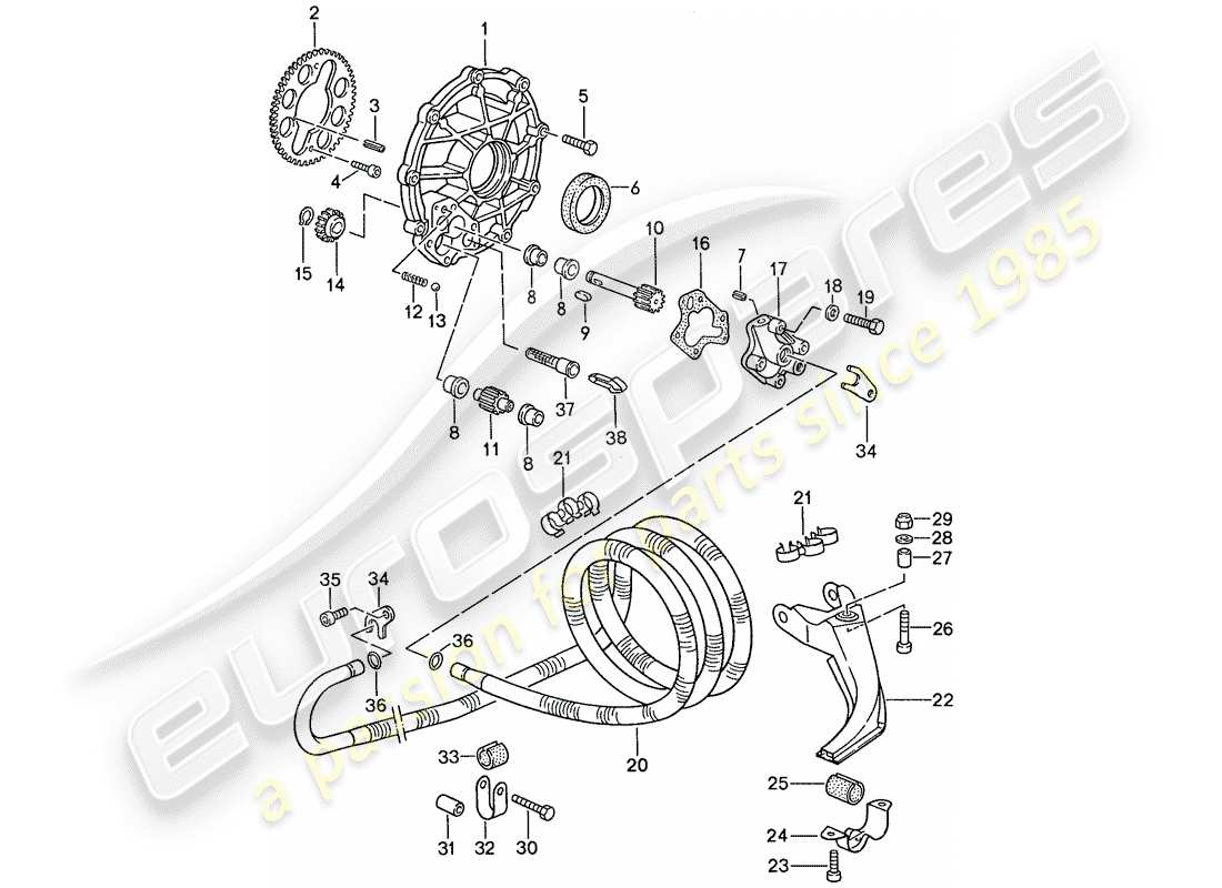 porsche 1990 (944) schema delle parti del raffreddamento dell'olio