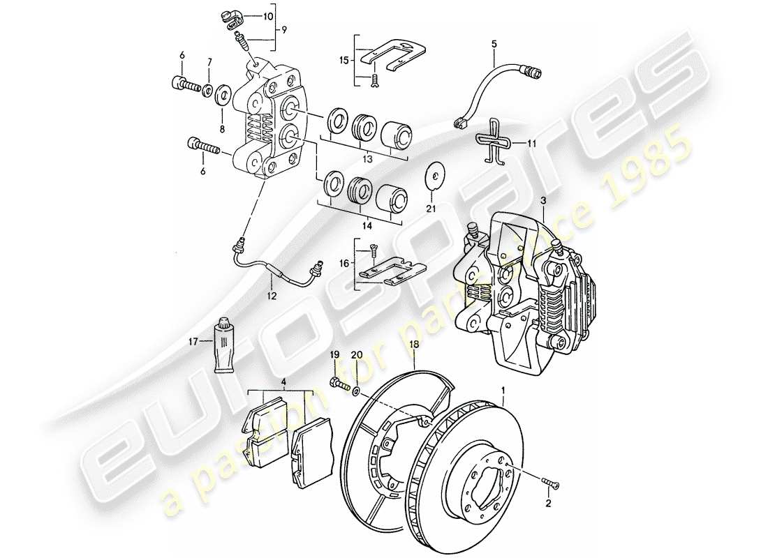 porsche 1986 (944) freni a disco - assale posteriore diagramma delle parti