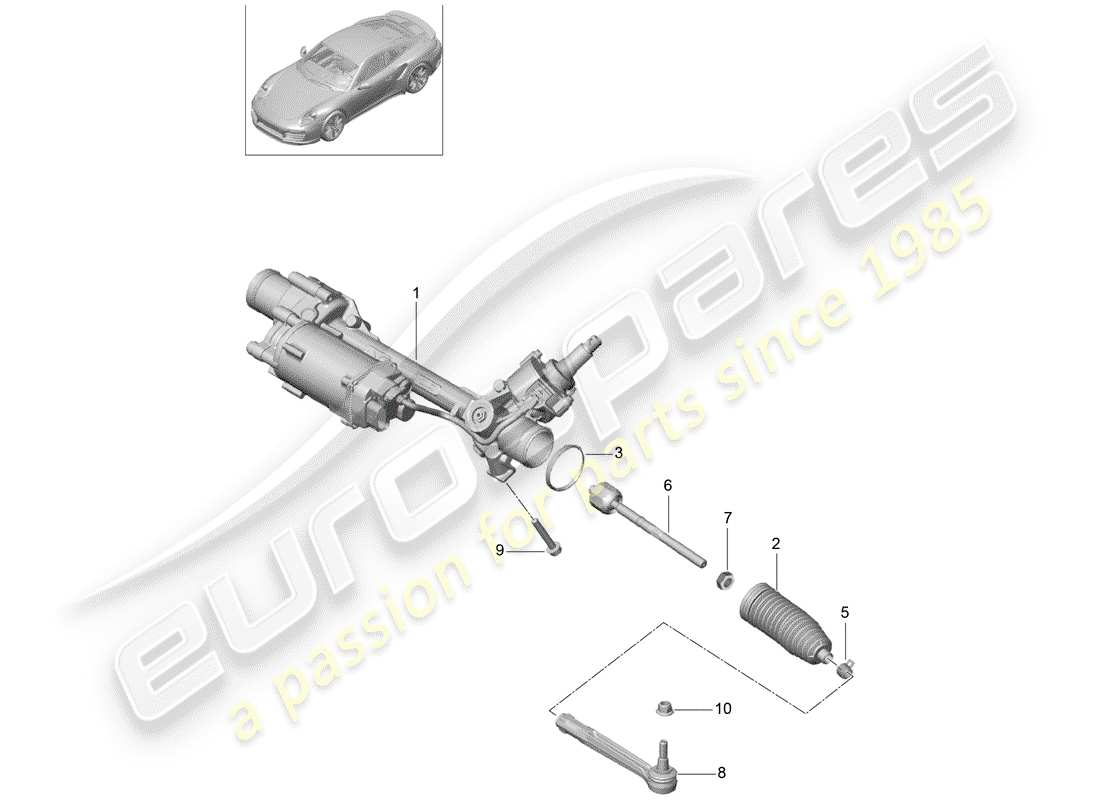 porsche 2017 (991-2 turbo) sterzo diagramma delle parti