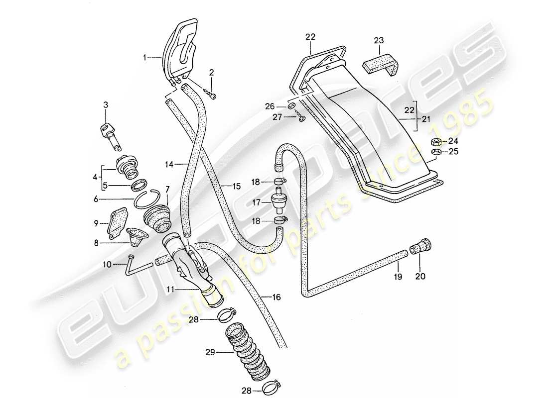 porsche 1991 (944) collo di riempimento diagramma delle parti
