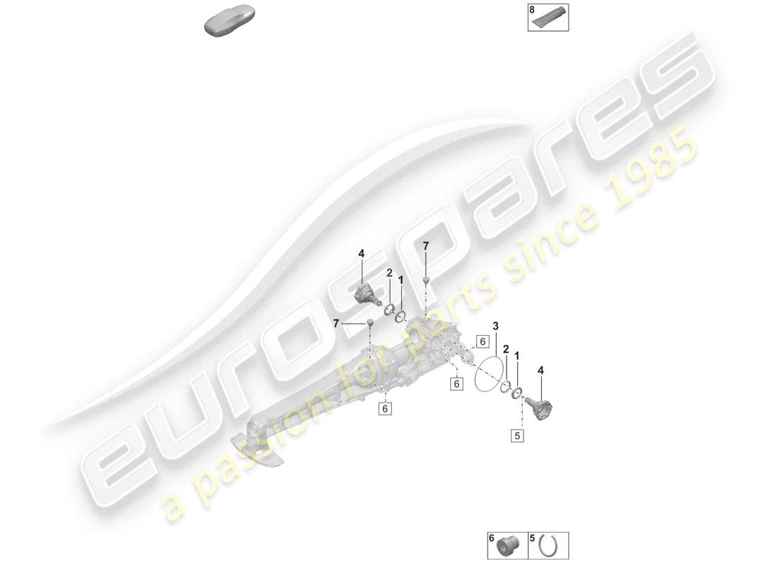 porsche 2019 (992-1) differenziale assale anteriore diagramma delle parti