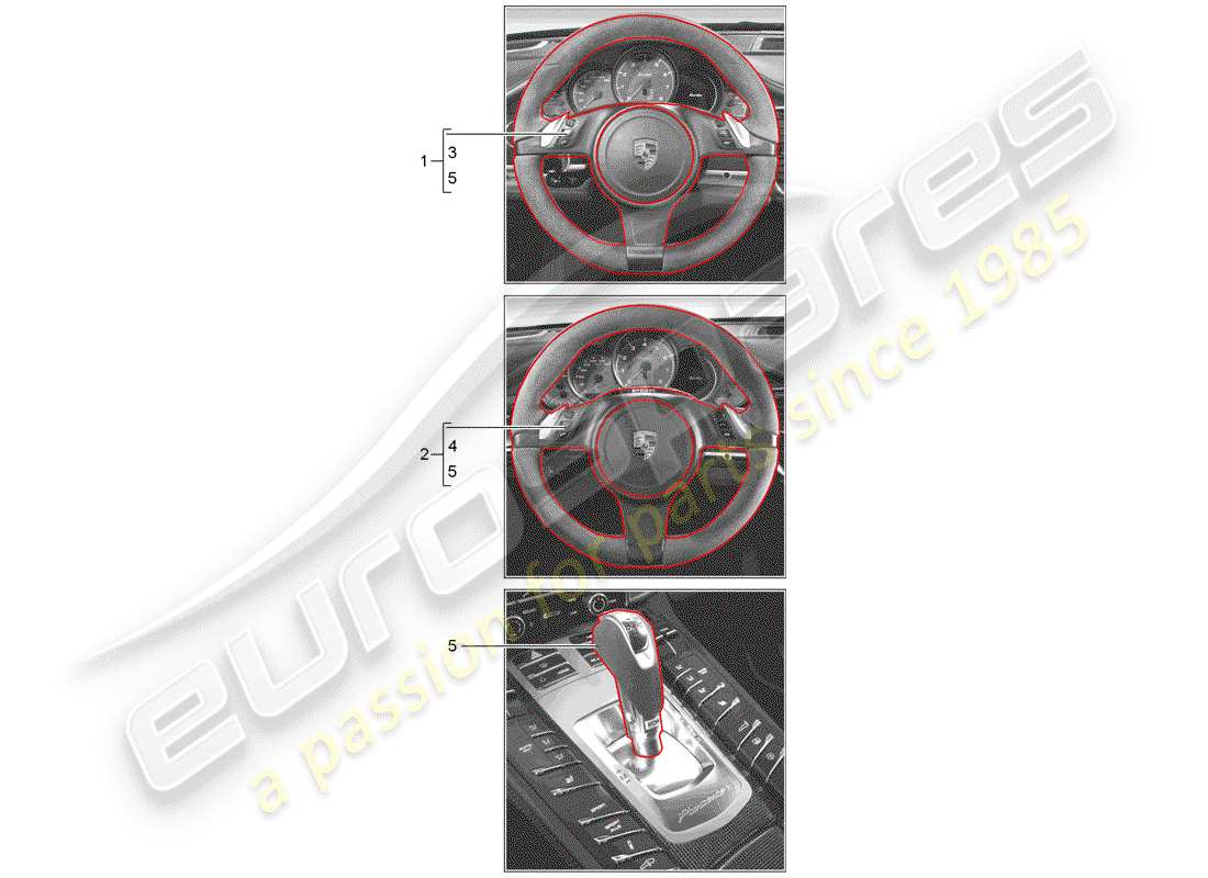 porsche 2014 (tequipment panamera) volante diagramma delle parti
