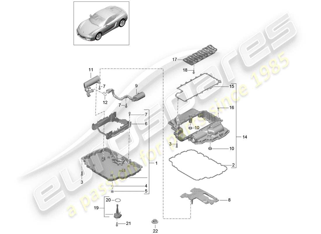 porsche 2016 (981 cayman) coppa dell'olio diagramma delle parti
