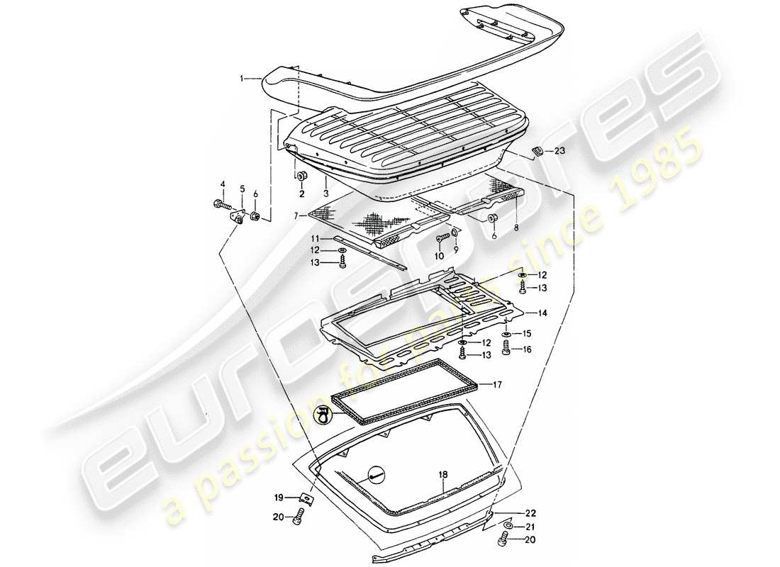 porsche 1990 (964) schema delle parti spoiler posteriore