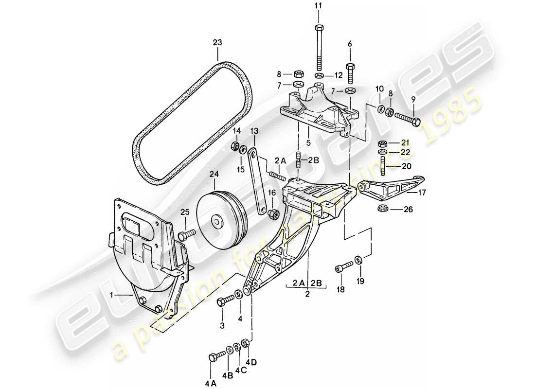porsche 1985 (911) compressore - montaggio - e - meccanismo di azionamento schema delle parti