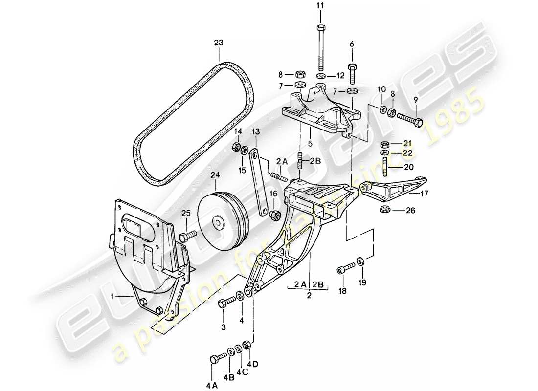porsche 911 (1985) compressore - montaggio - e - meccanismo di azionamento schema delle parti