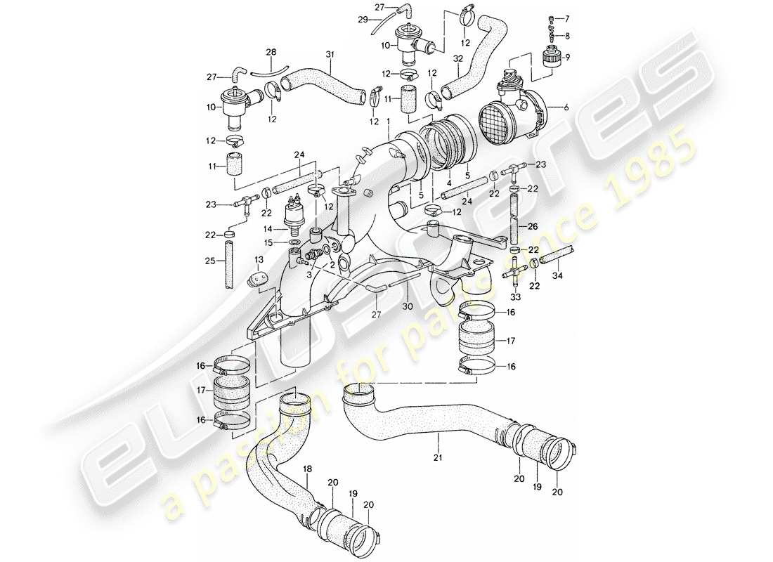 porsche 1997 (993) turbocompressione diagramma delle parti