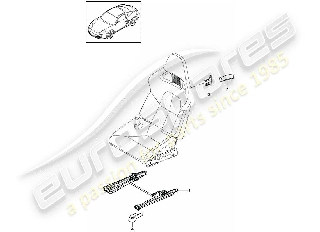 porsche 2012 (987 cayman) diagramma delle parti del sedile