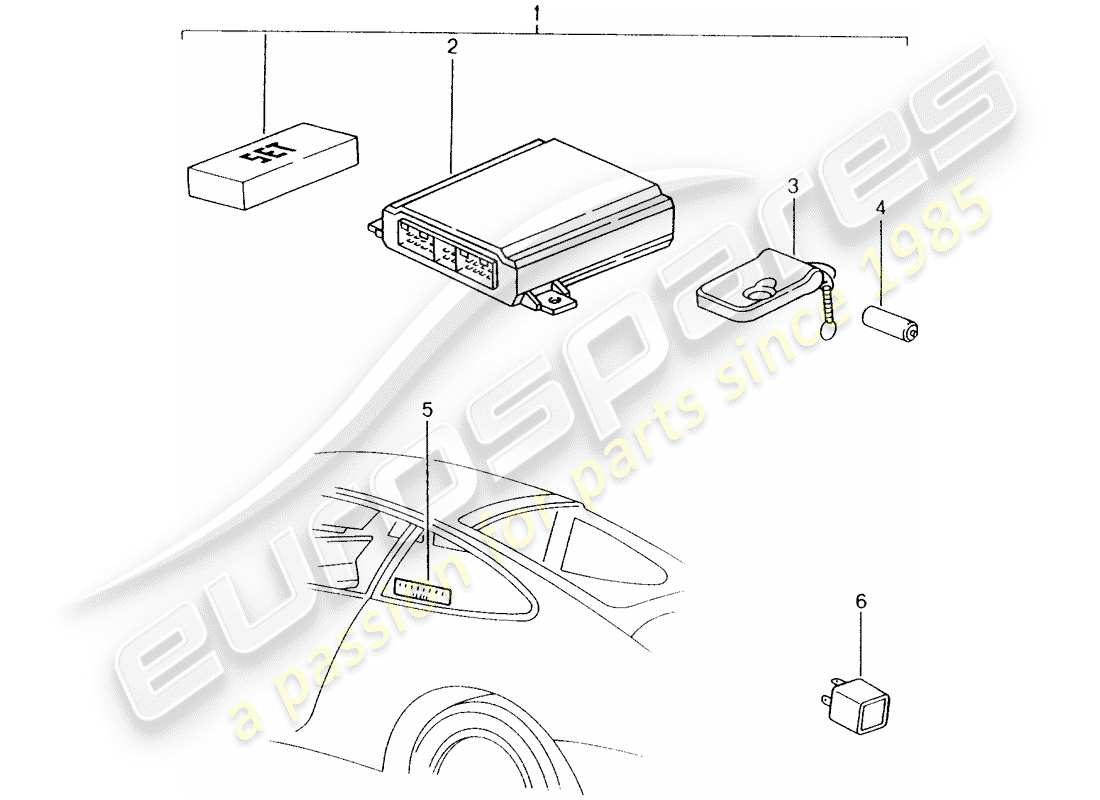 porsche 2002 (tequipment) sistema d'allarme diagramma delle parti