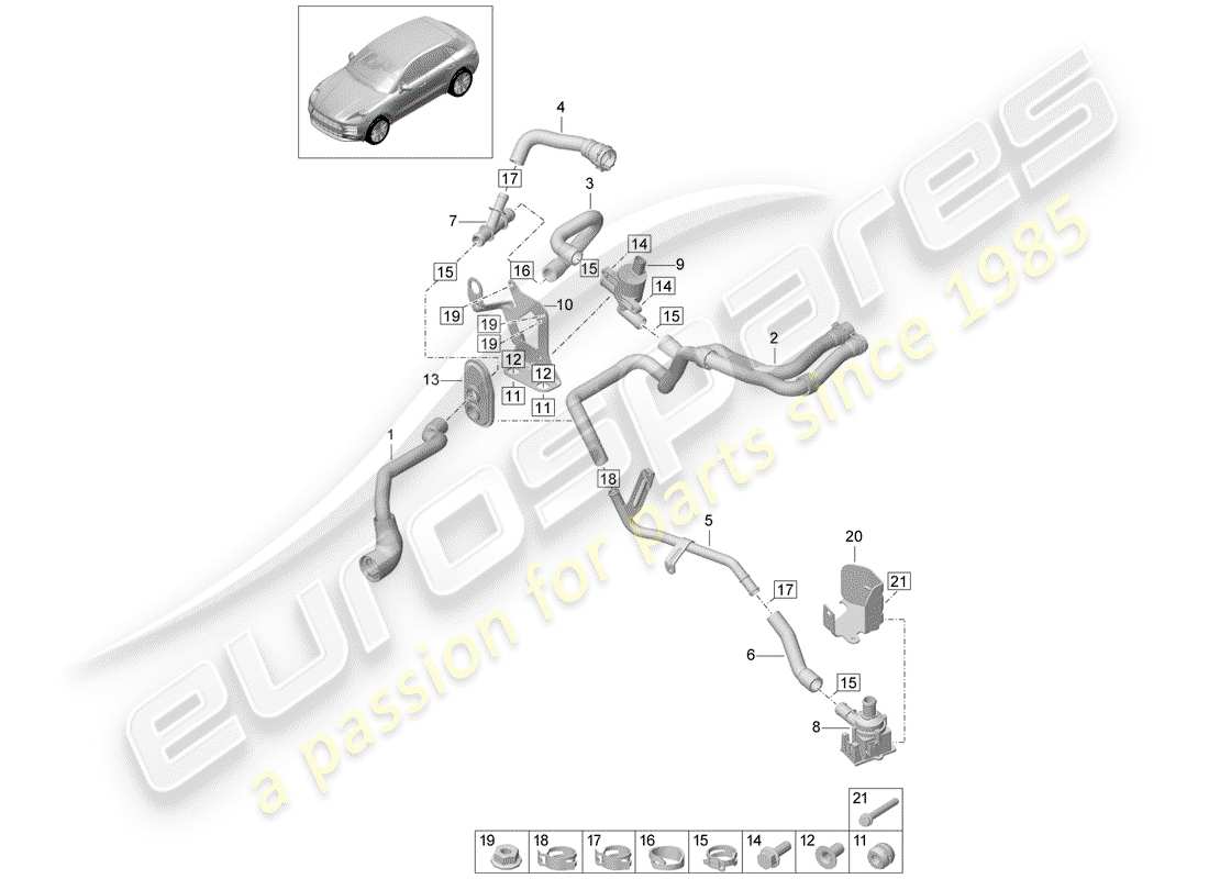 porsche 2019 (macan) stufa diagramma delle parti