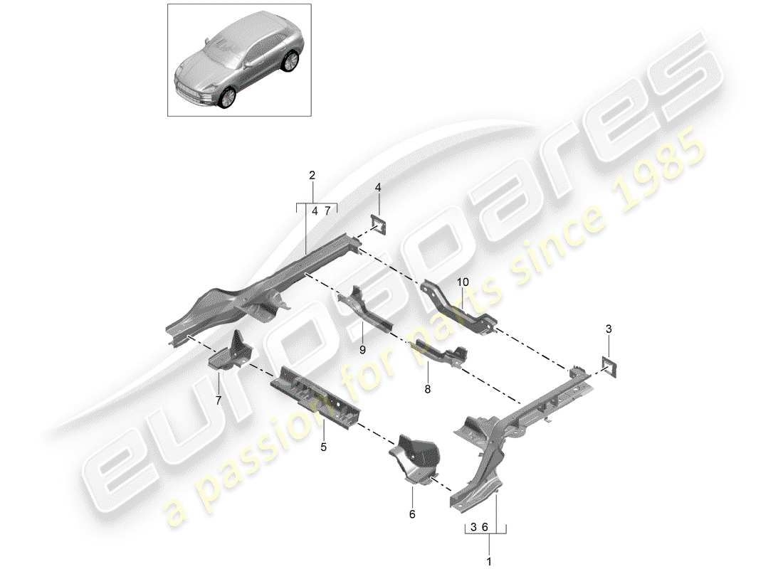 porsche 2019 (macan) telaio diagramma delle parti