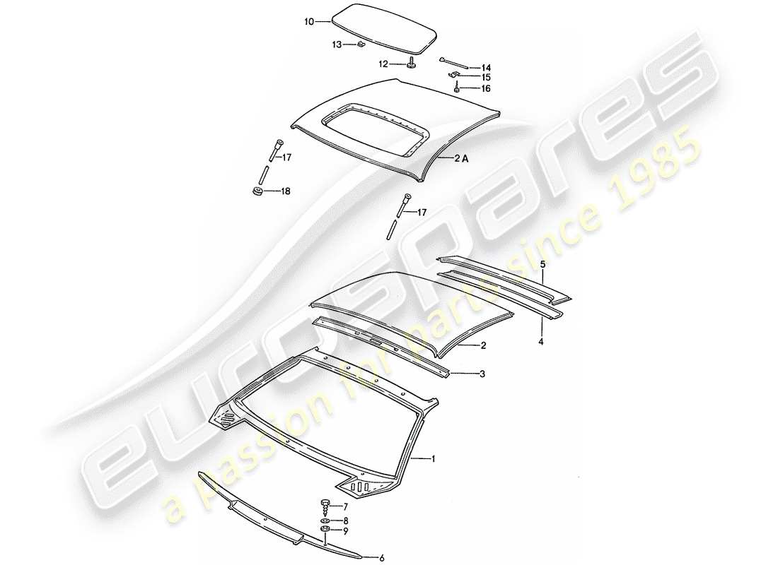 porsche 1990 (928) tetto - cappuccio diagramma delle parti