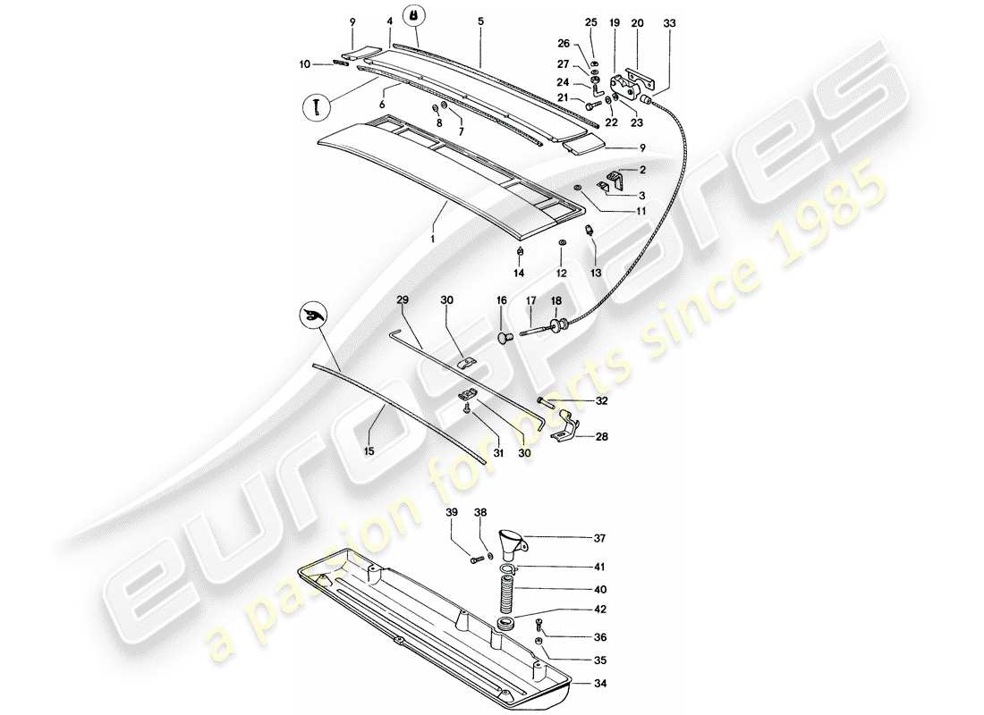 porsche 1971 (914) copertura vano motore diagramma delle parti