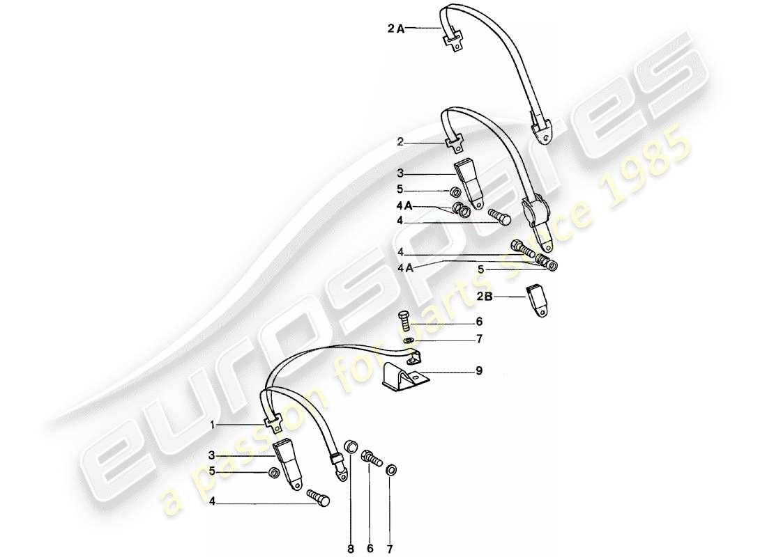 porsche 1981 (911) cintura di sicurezza diagramma delle parti