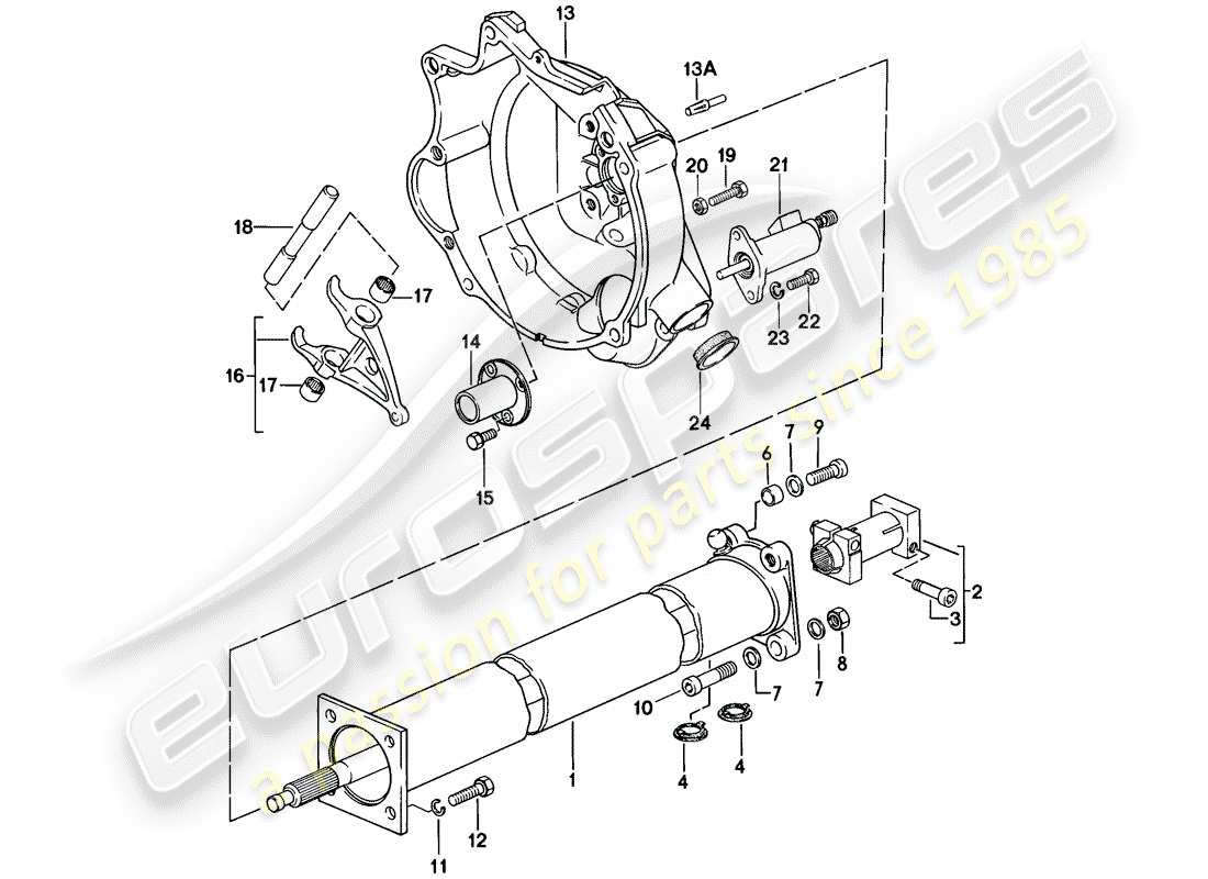 porsche 1977 (924) tubo centrale diagramma delle parti