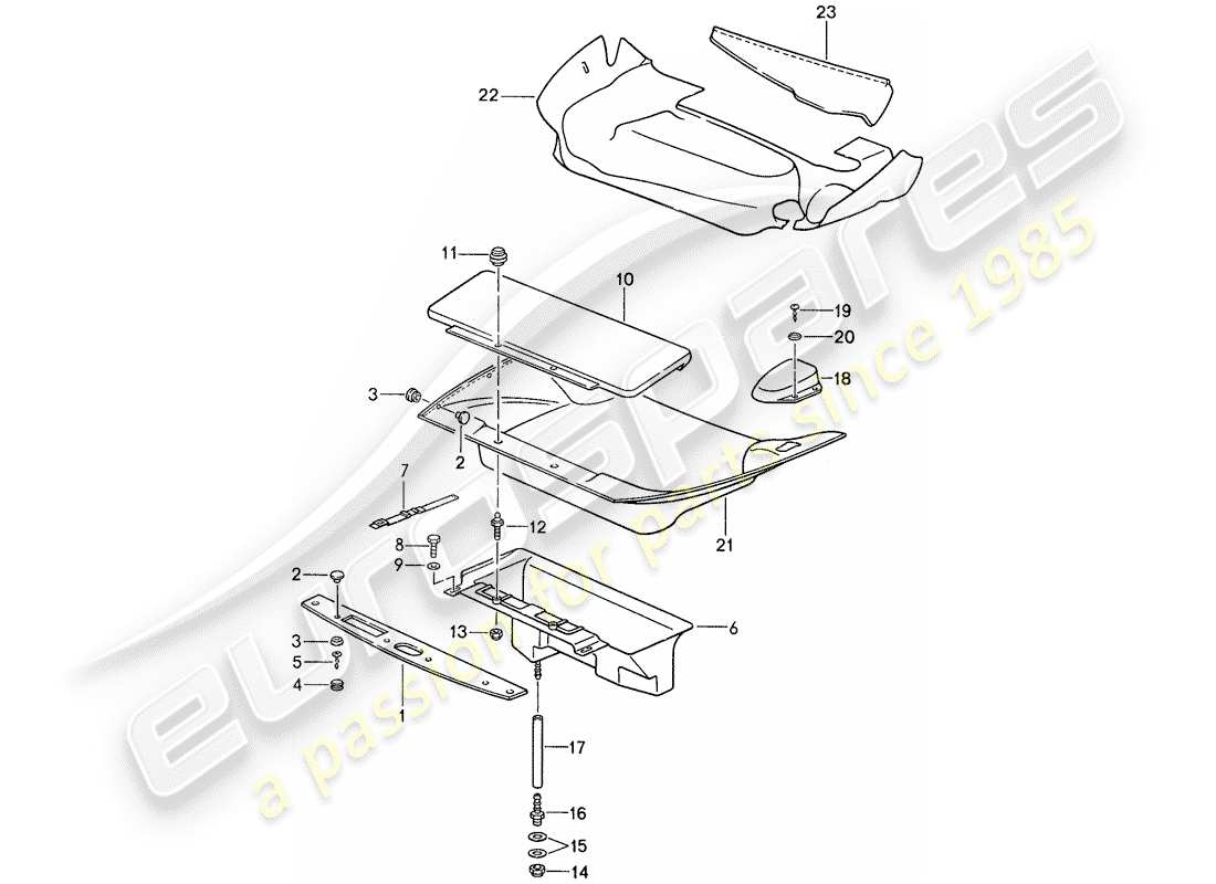 porsche 1988 (959) fodera - vano bagagli anteriore diagramma delle parti