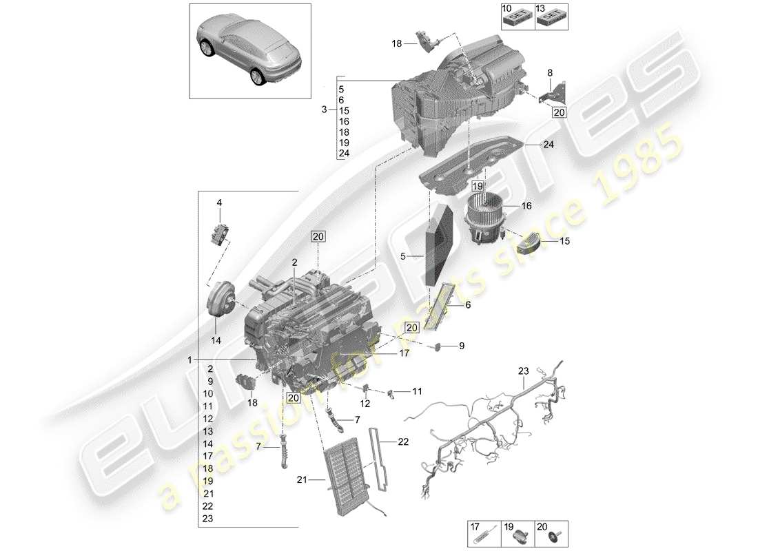 porsche 2019 (macan) condizionatore diagramma delle parti