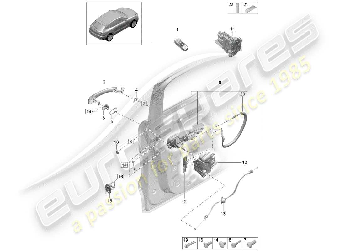 porsche 2019 (macan) chiusura della porta diagramma delle parti
