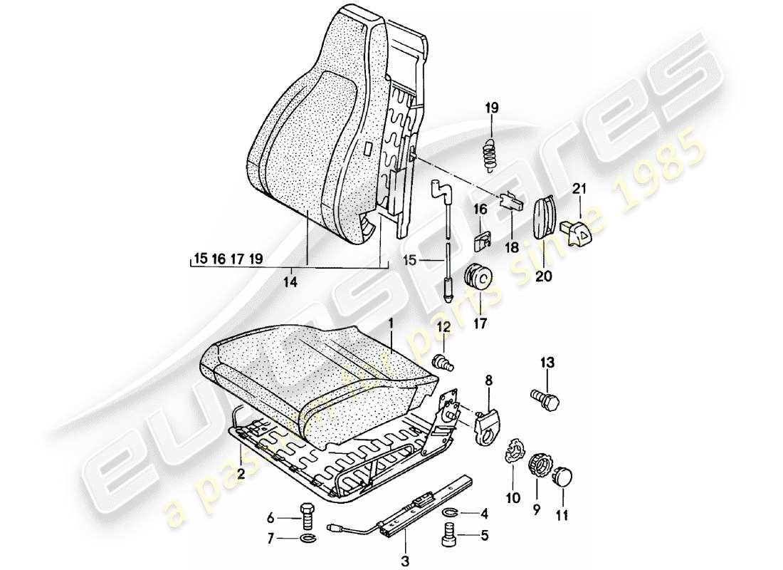 porsche 1981 (924) sedile anteriore - parti singole schema delle parti
