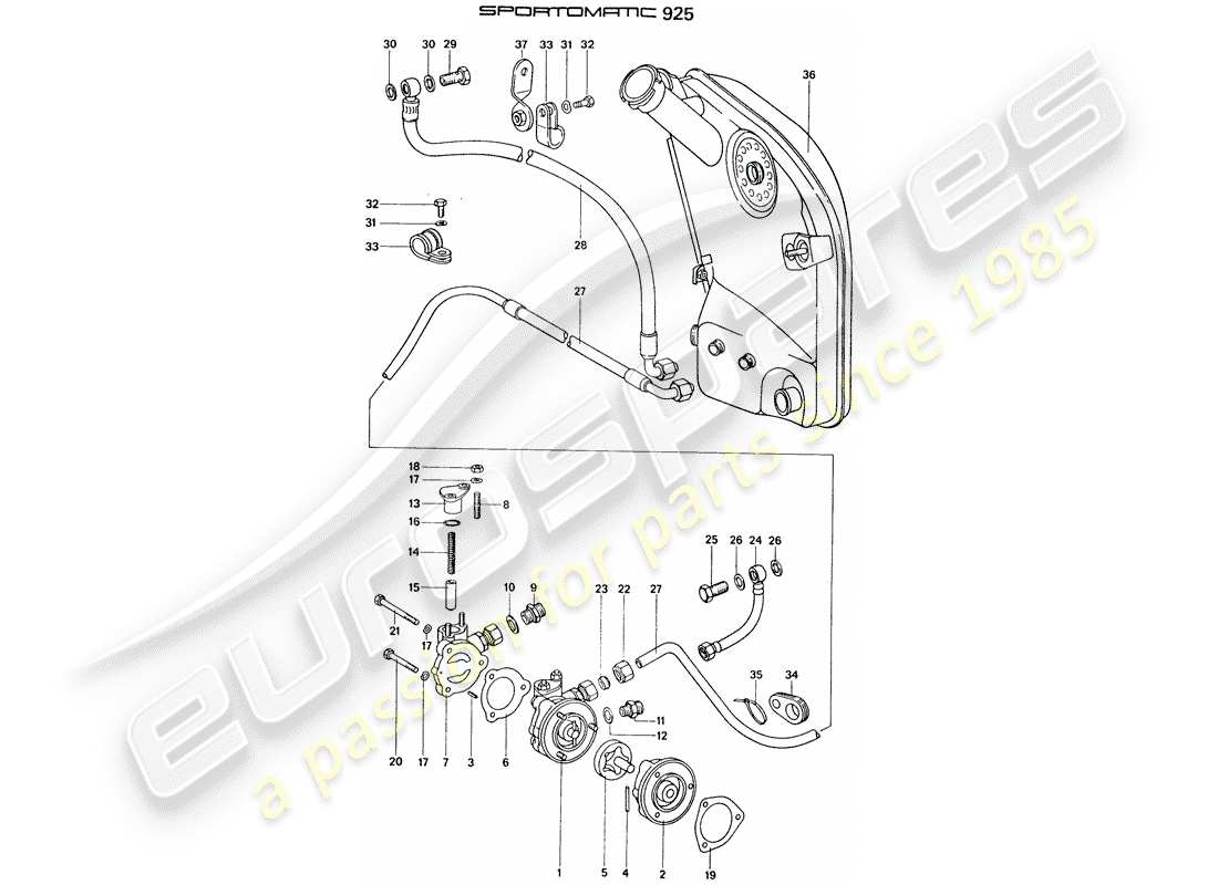 porsche 1977 (911) alimentazione olio - per - convertitore di coppia - serbatoio olio schema delle parti
