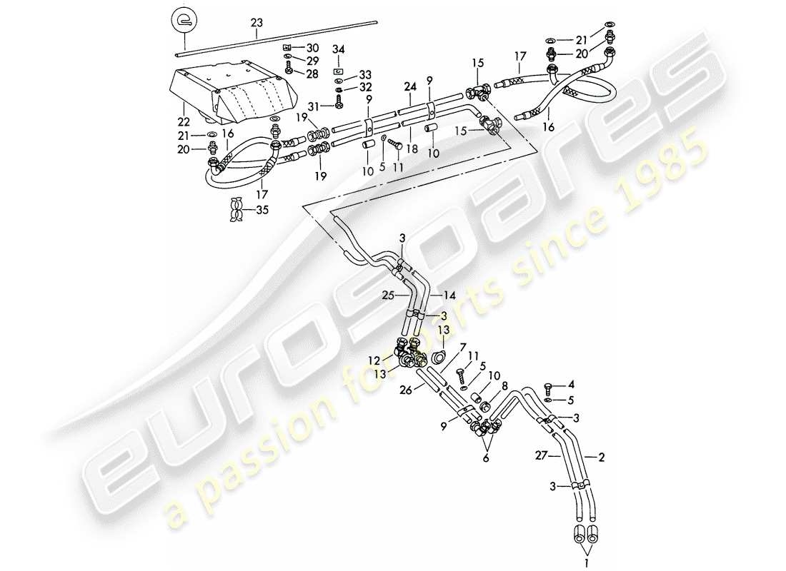 porsche 1963 (356b/356c) tubo dell'olio - radiatore dell'olio diagramma delle parti