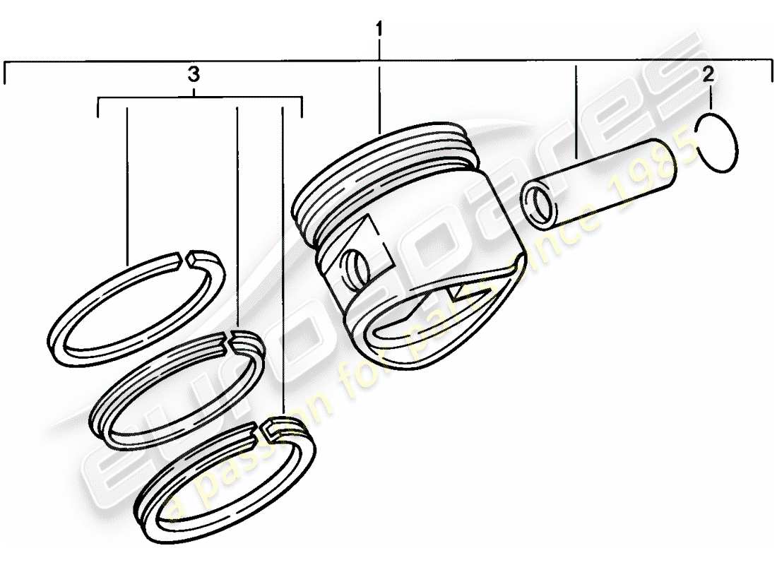 porsche 924s (1988) piston - piston ring part diagram