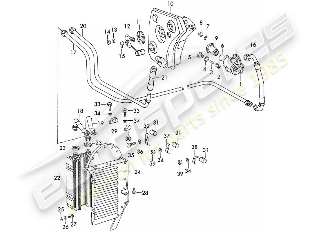 porsche 1973 (911) lubrificazione motore - unità ausiliari - for - typ 911/53/63 - d - mj 1972>> - mj 1973 schema delle parti