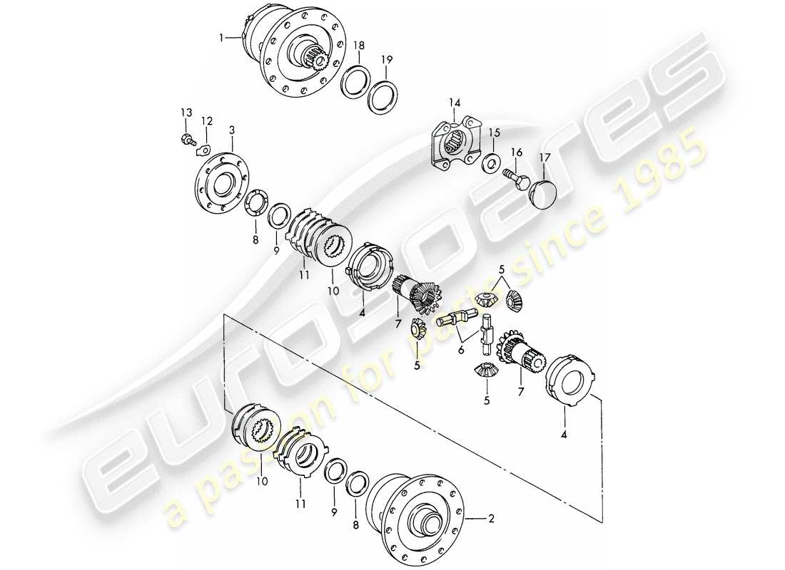 porsche 1966 (911/912) differenziale a scorrimento limitato - d >> - mj 1968 diagramma delle parti