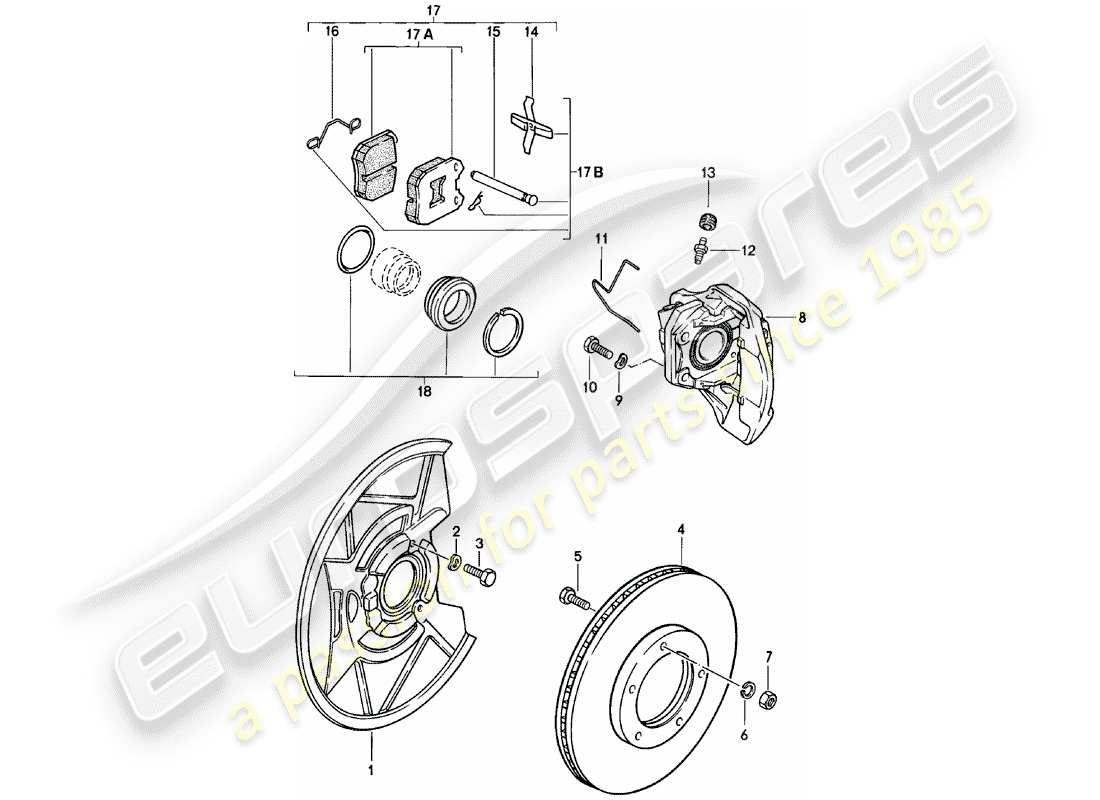 porsche 1980 (924) freni a disco - assale anteriore diagramma delle parti