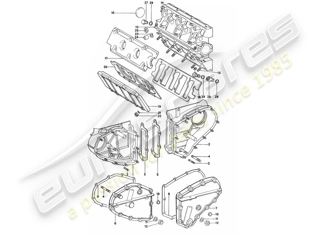 porsche 1976 (914) carter catena - alloggio albero a camme diagramma delle parti