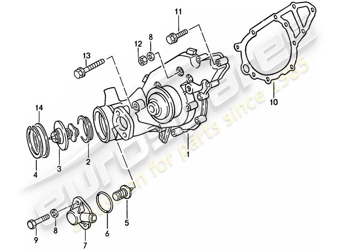 porsche 1986 (944) pompa dell'acqua diagramma delle parti