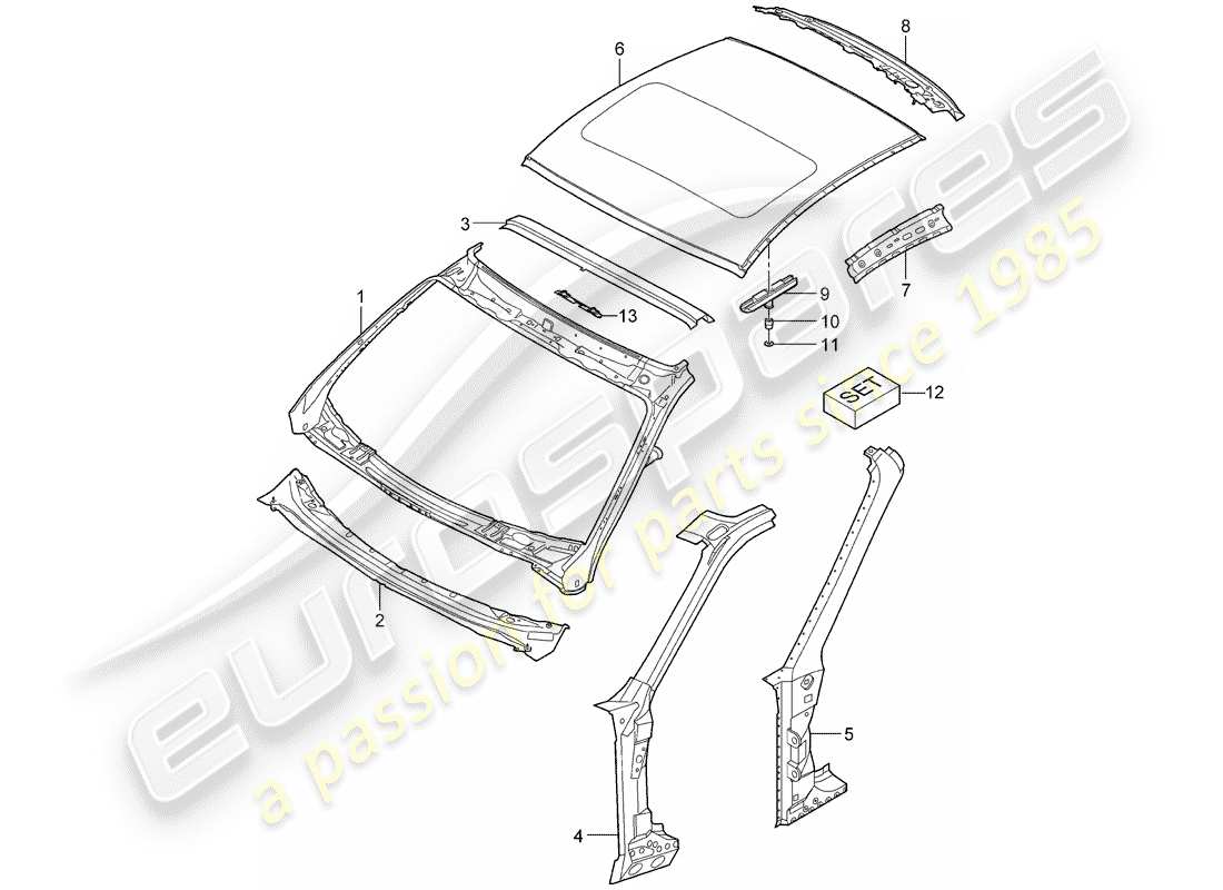 porsche 2005 (997-1) cappuccio diagramma delle parti