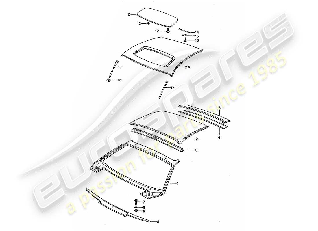 porsche 1994 (928) tetto - cappuccio diagramma delle parti