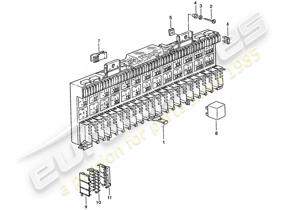 porsche 1994 (928) scatola fusibili/piastra rele' - rele' - fusibile schema parte